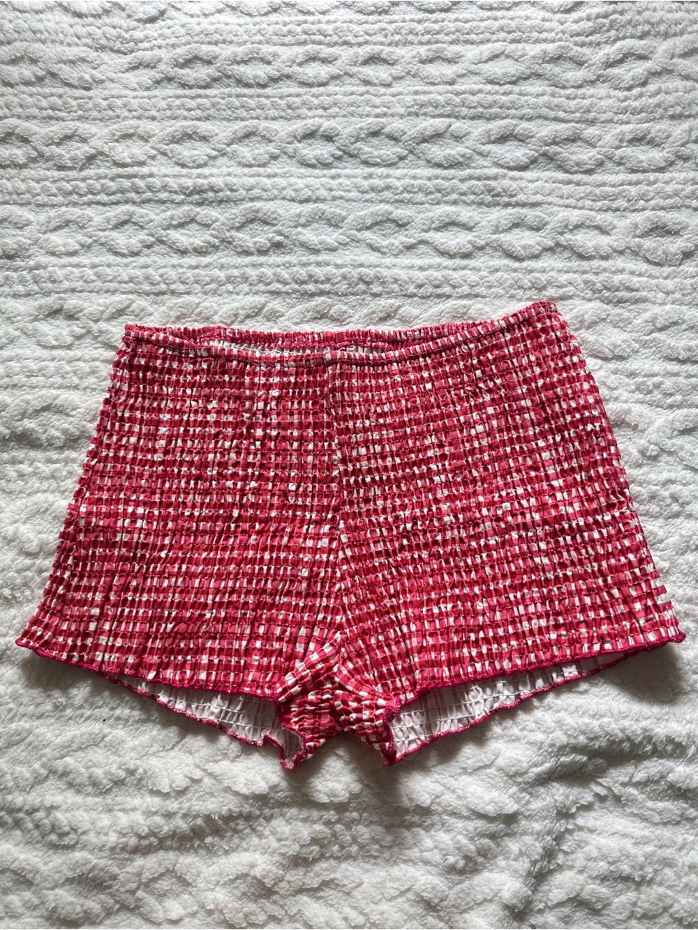 Red & white Gingham Boy Shorts Plaid Bloomers Cute Frill